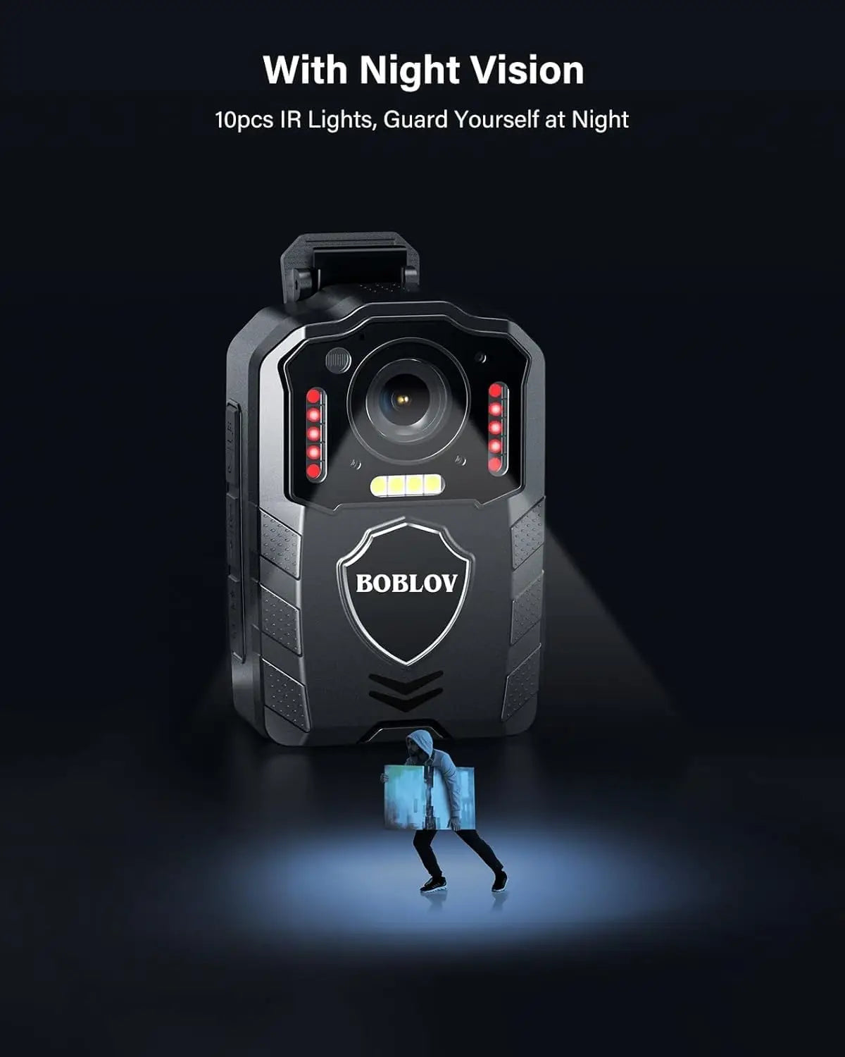 BOBLOV KJ25 – كاميرا جسم 1080P ببطارية 3000mAh