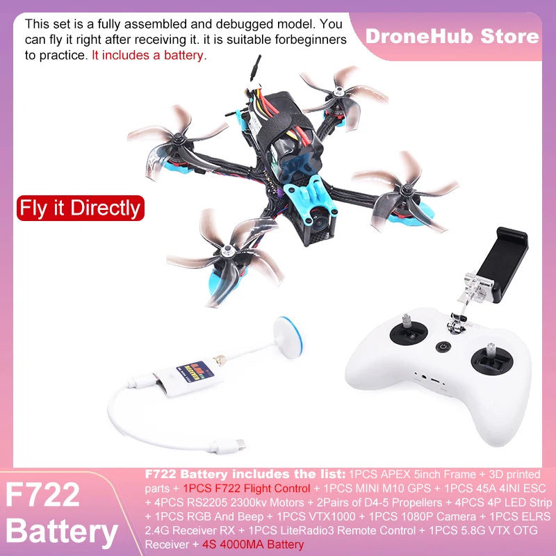 APEX 5″ FPV Drone Frame Kit – هيكل درون سباق من ألياف الكربون
