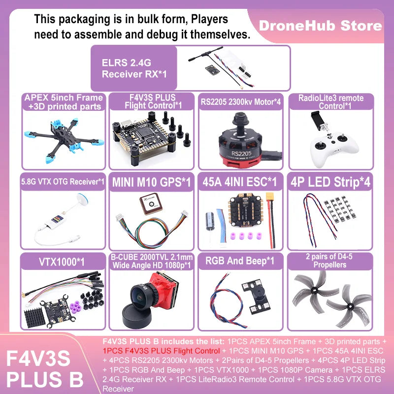 APEX 5″ FPV Drone Frame Kit – هيكل درون سباق من ألياف الكربون