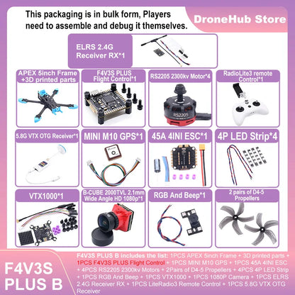 APEX 5″ FPV Drone Frame Kit – هيكل درون سباق من ألياف الكربون