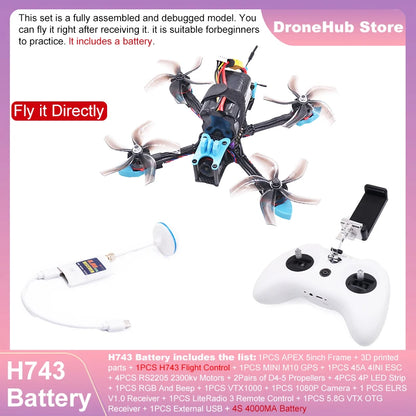 APEX 5″ FPV Drone Frame Kit – هيكل درون سباق من ألياف الكربون