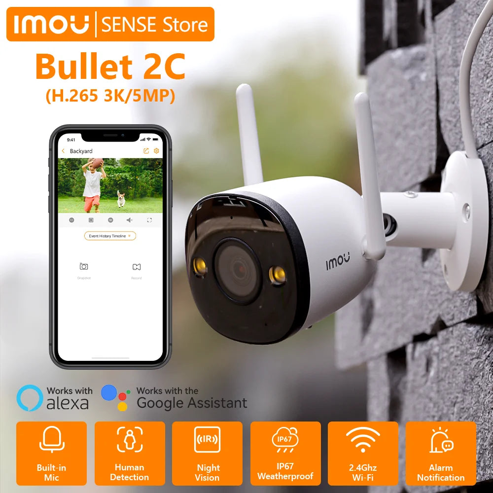 كاميرا IMOU Bullet 2C Pro – مراقبة خارجية 5MP بتغطية 360°