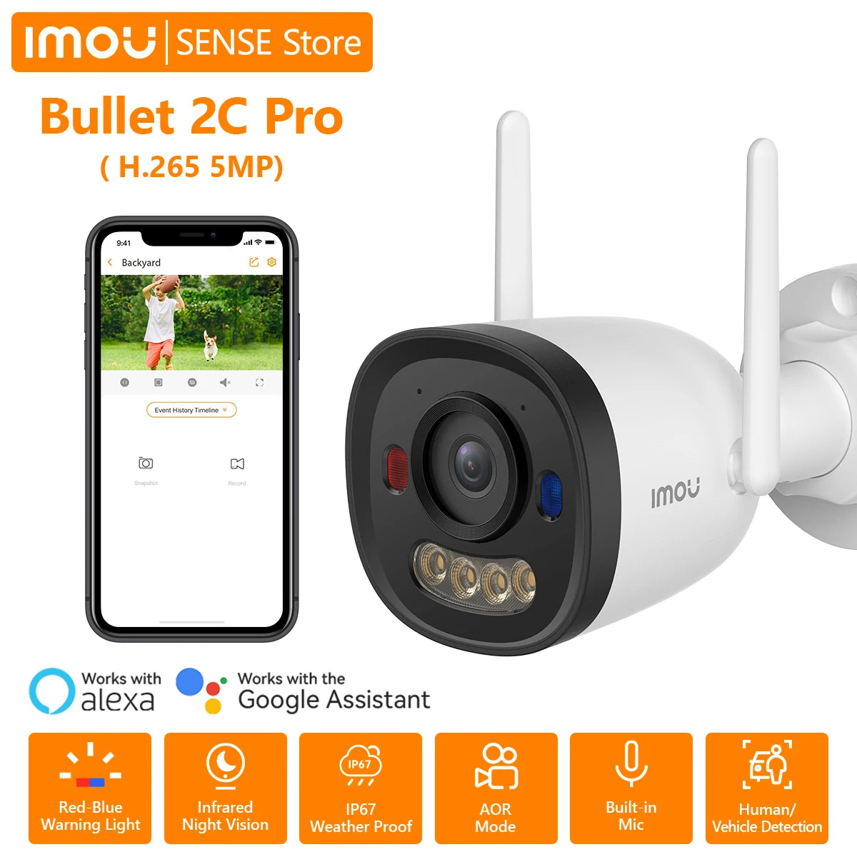 كاميرا IMOU Bullet 2C Pro – مراقبة خارجية 5MP بتغطية 360°