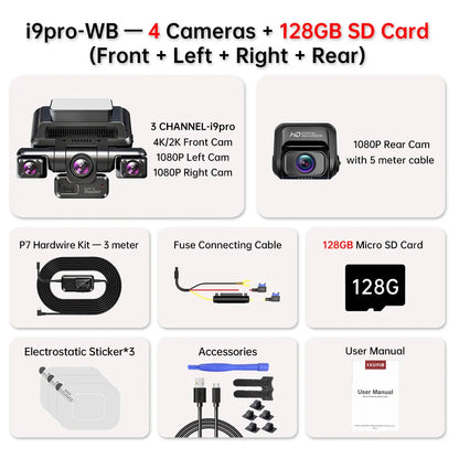 XUOIB I9 Pro-WB – داش كام 4 قنوات بدقة 4K