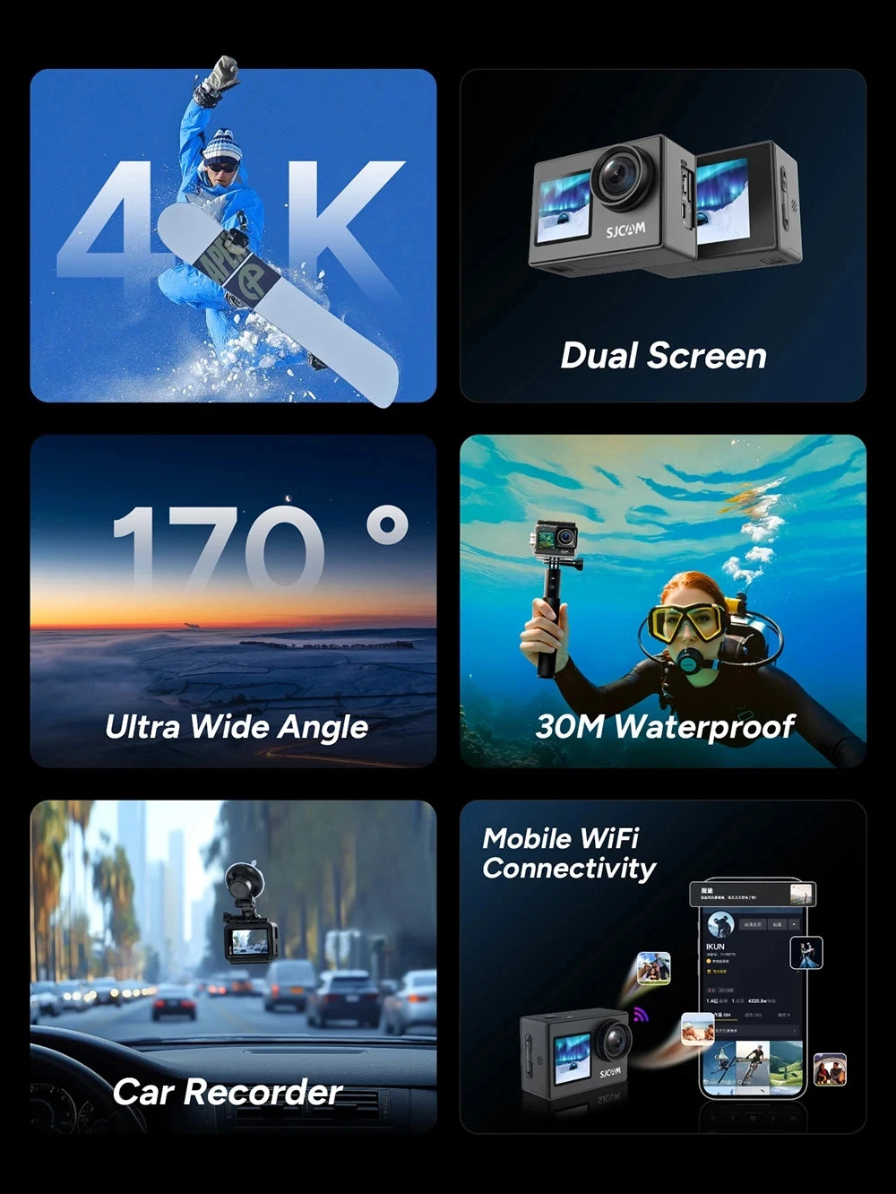 SJCAM SJ4000 Dual-Screen – كاميرا رياضية 4K بشاشتين