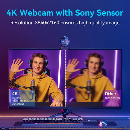 كاميرا ويب EMEET S600 – 4K للبث المباشر