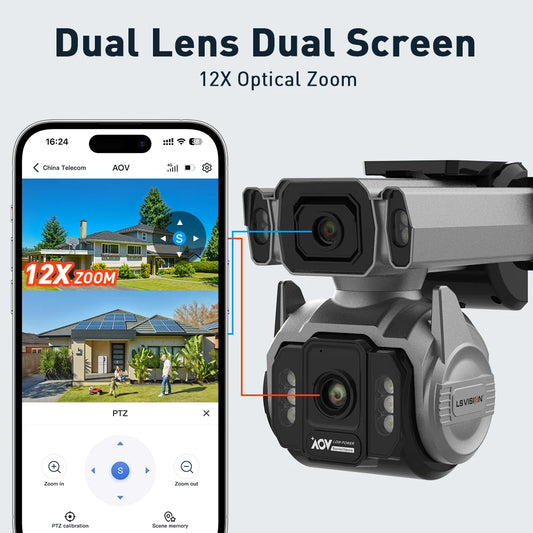كاميرا مراقبة خارجية بالطاقة الشمسية LS VISION 4G - دقة 10MP زوم 12X