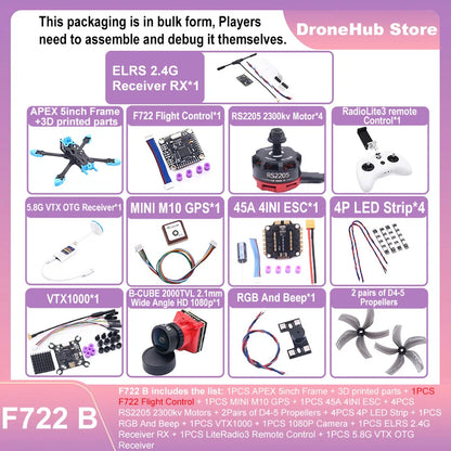 APEX 5″ FPV Drone Frame Kit – هيكل درون سباق من ألياف الكربون