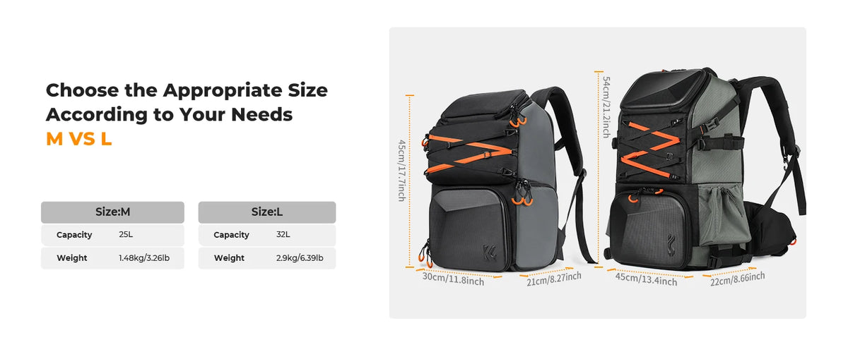 حقيبة كاميرا K&F Concept 25L Pro – احترافية ومقاومة للماء