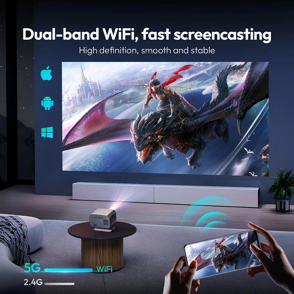 بروجكتور VEVSHAO A12 محمول 4K وWi-Fi 6 | متجرنا