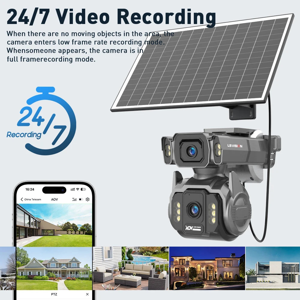 كاميرا مراقبة خارجية بالطاقة الشمسية LS VISION 4G - دقة 10MP زوم 12X