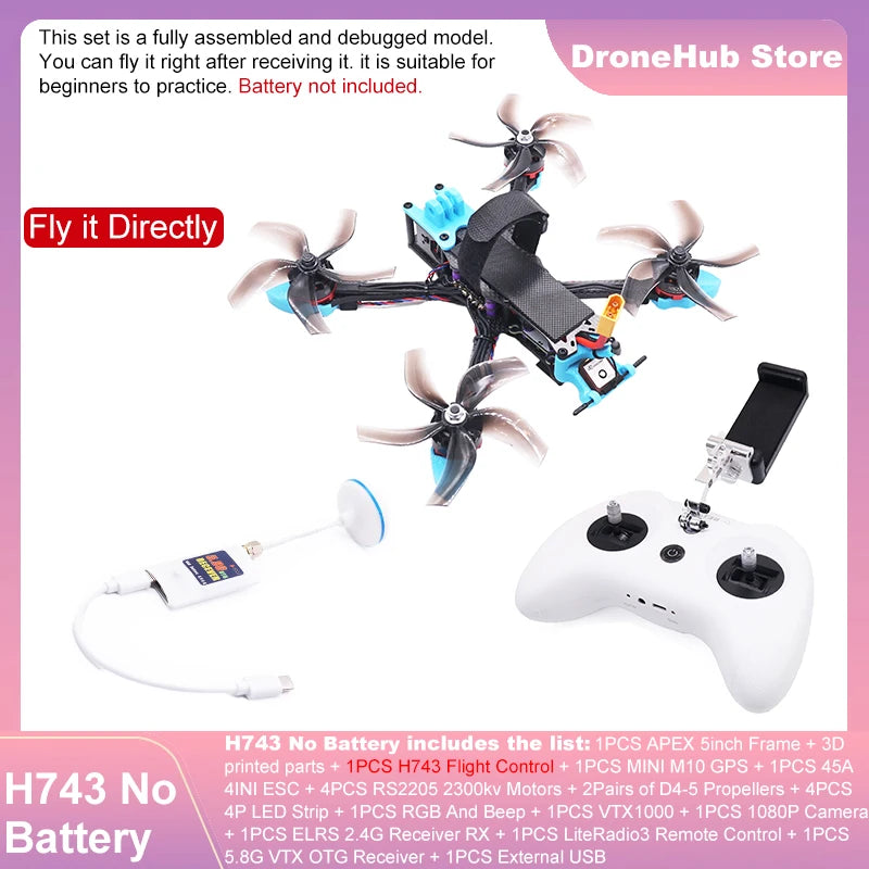 APEX 5″ FPV Drone Frame Kit – هيكل درون سباق من ألياف الكربون