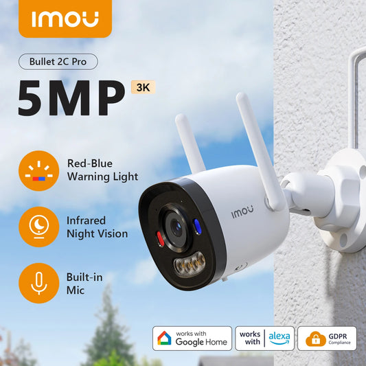 كاميرا IMOU Bullet 2C Pro – مراقبة خارجية 5MP بتغطية 360°