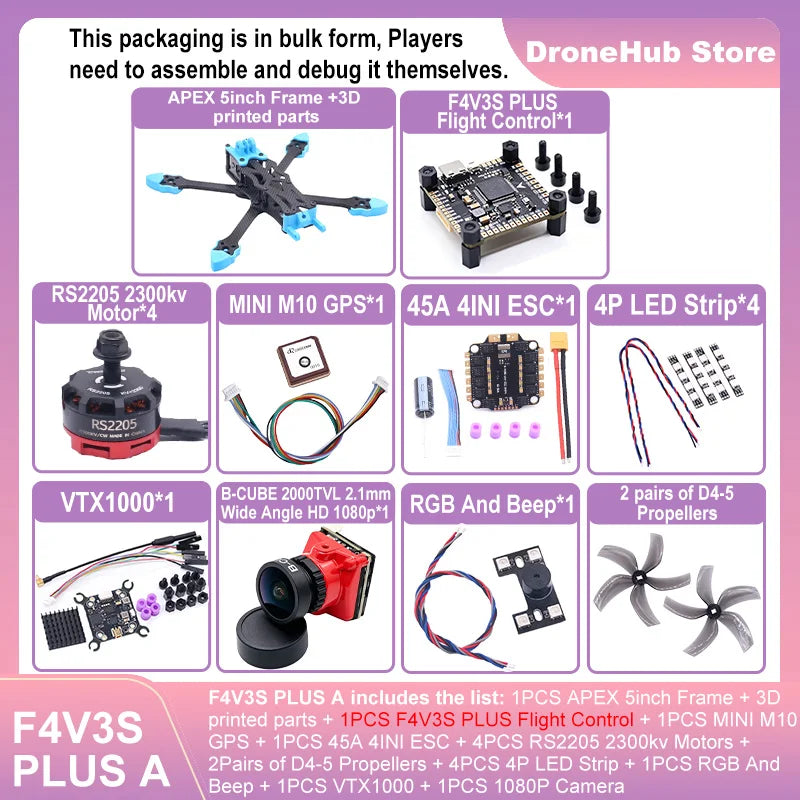 APEX 5″ FPV Drone Frame Kit – هيكل درون سباق من ألياف الكربون