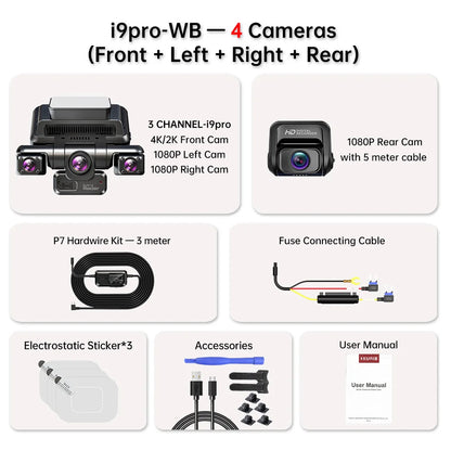 XUOIB I9 Pro-WB – داش كام 4 قنوات بدقة 4K