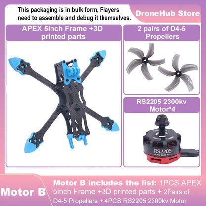 APEX 5″ FPV Drone Frame Kit – هيكل درون سباق من ألياف الكربون