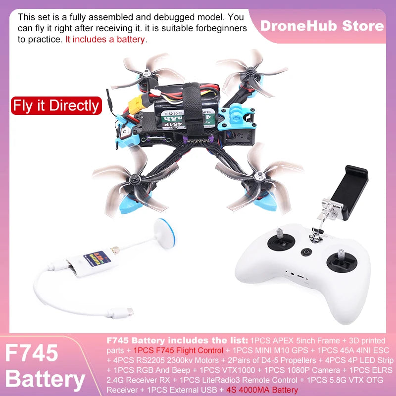 APEX 5″ FPV Drone Frame Kit – هيكل درون سباق من ألياف الكربون
