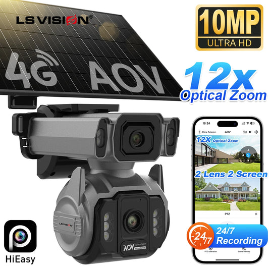 كاميرا مراقبة خارجية بالطاقة الشمسية LS VISION 4G - دقة 10MP زوم 12X