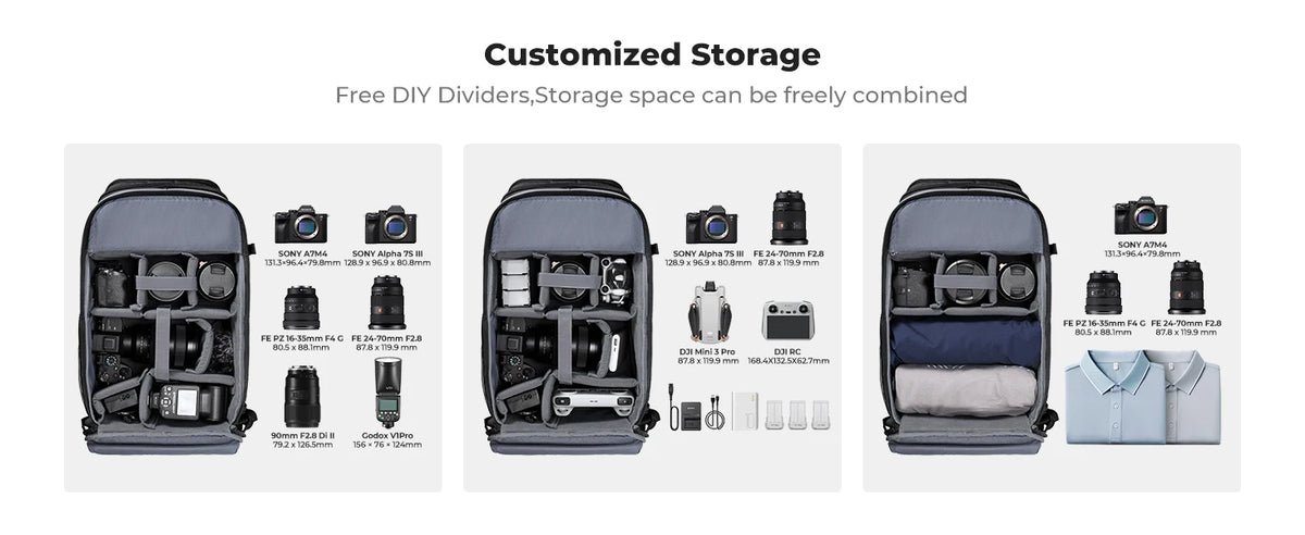 حقيبة كاميرا K&F Concept 25L Pro – احترافية ومقاومة للماء